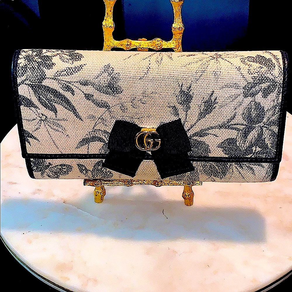 GUCCI HERBARIUM MARMONT LONG WALLET LINEN LEATHER JAPAN EXCLUSIVE